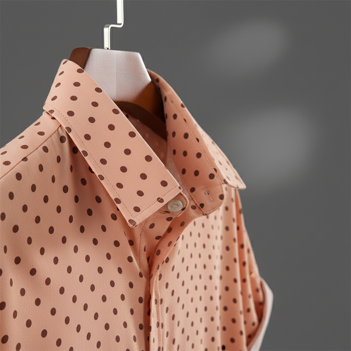 Men's summer style polka dot shirt, a comfortable and breathable short sleeve cabana top.
