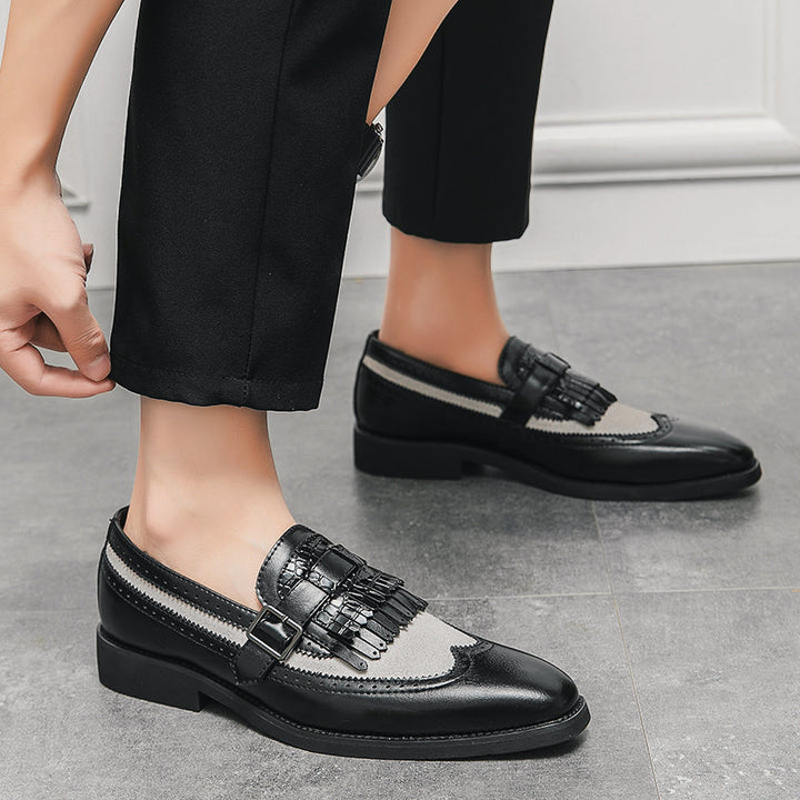 Regent men's casual elegant brogue loafers, stylish slip-on footwear with wingtip design.