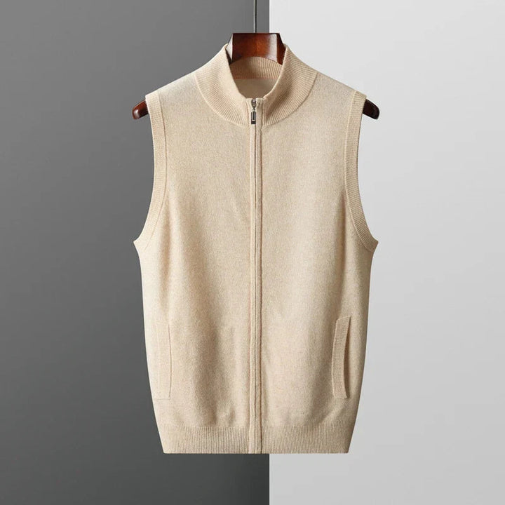 Sleek men's full-zip vest, enhancing any casual or smart casual ensemble.