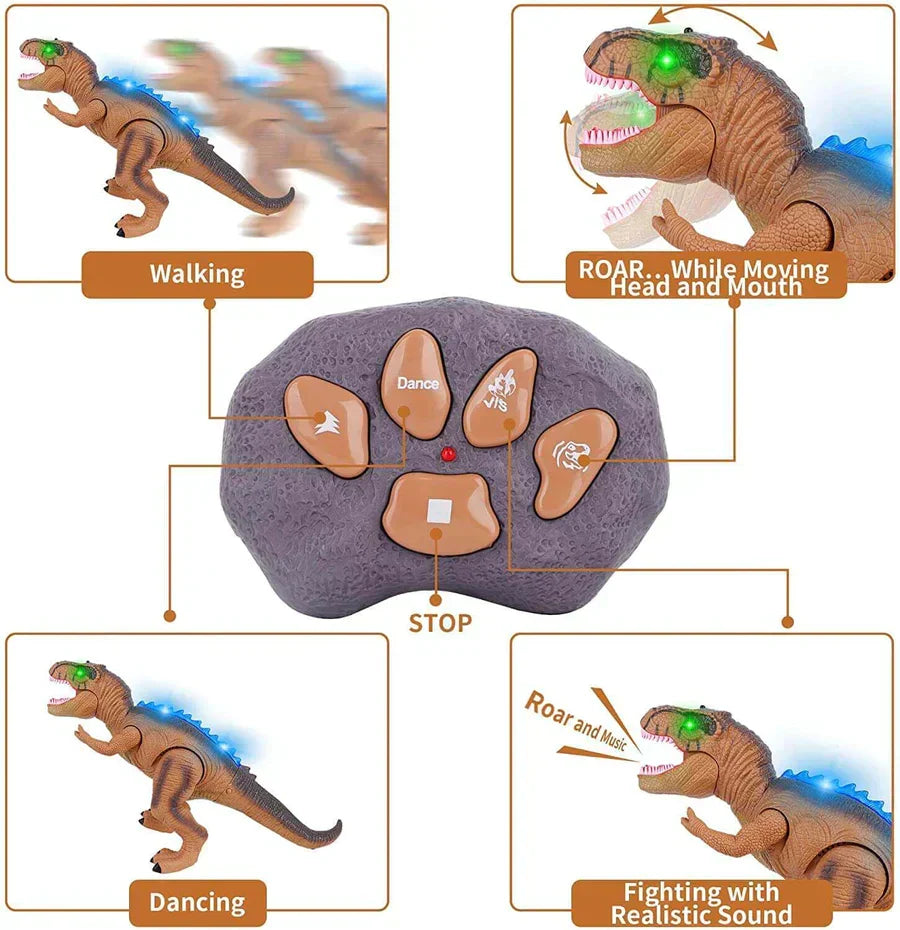 Full view of the interactive T-Rex dinosaur toy, ready for walking and roaring adventures with remote control.