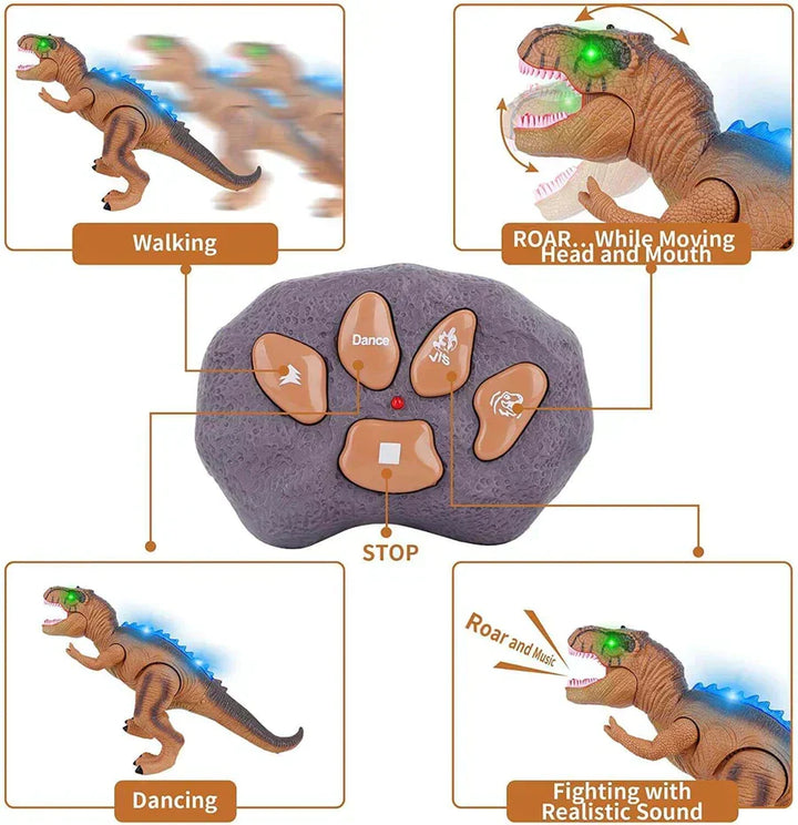 Full view of the interactive T-Rex dinosaur toy, ready for walking and roaring adventures with remote control.