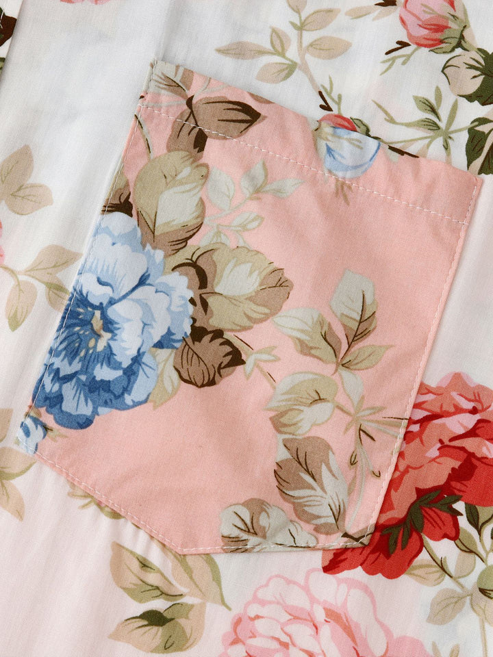 Men's Kashmir floral shirt. Short sleeve, button-down, a casual yet elegant summer choice.