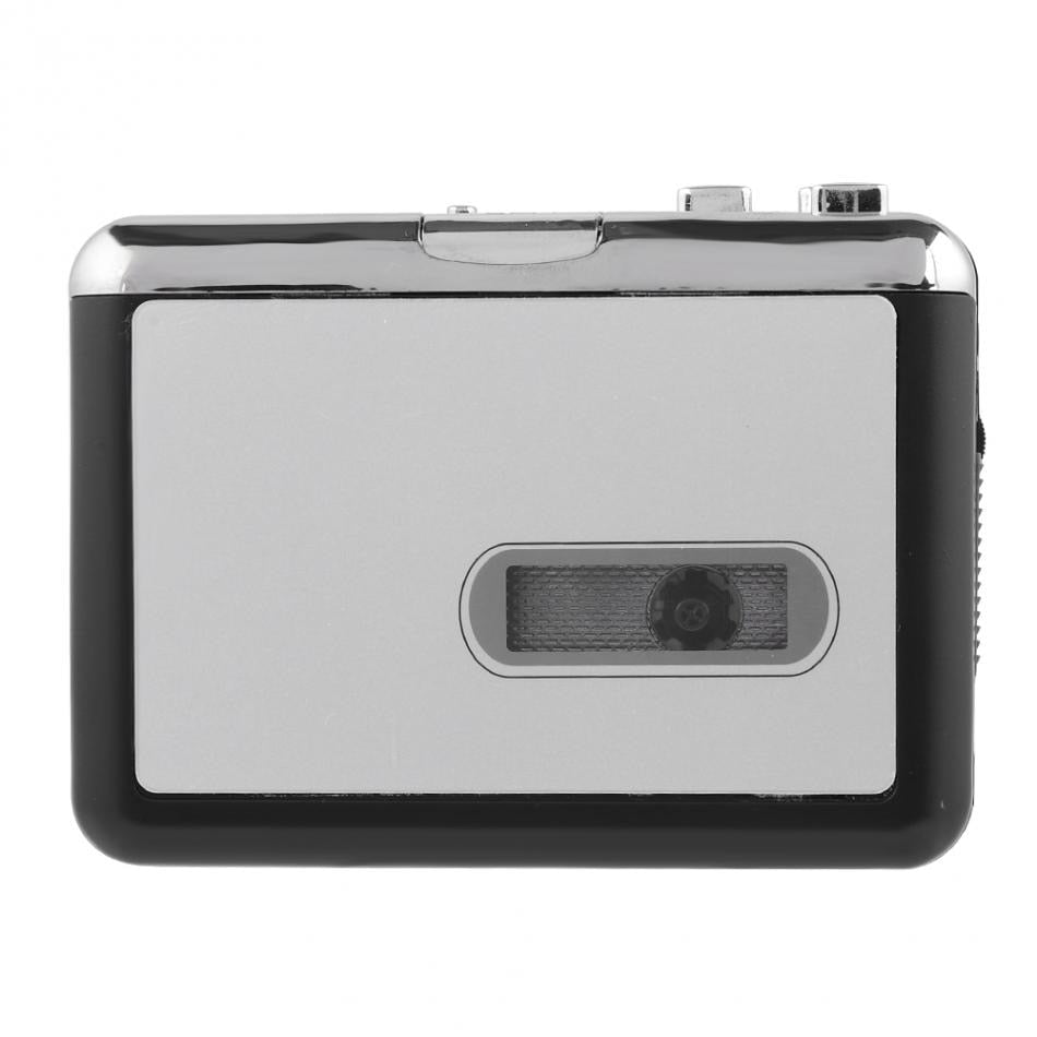 Compact portable cassette player & MP3 converter, digitizes vintage audio to USB for digital music collection.
