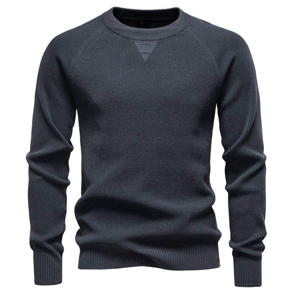 Cozy men's long sleeve Verona sweater, featuring a classic waffle knit texture for comfort.