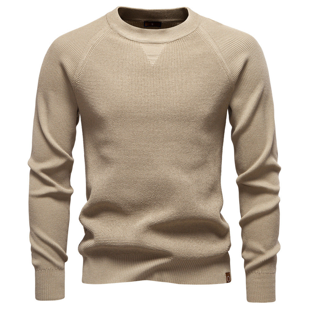 Comfortable men's casual Verona Waffle Knit Sweater in navy, ideal for everyday wear.