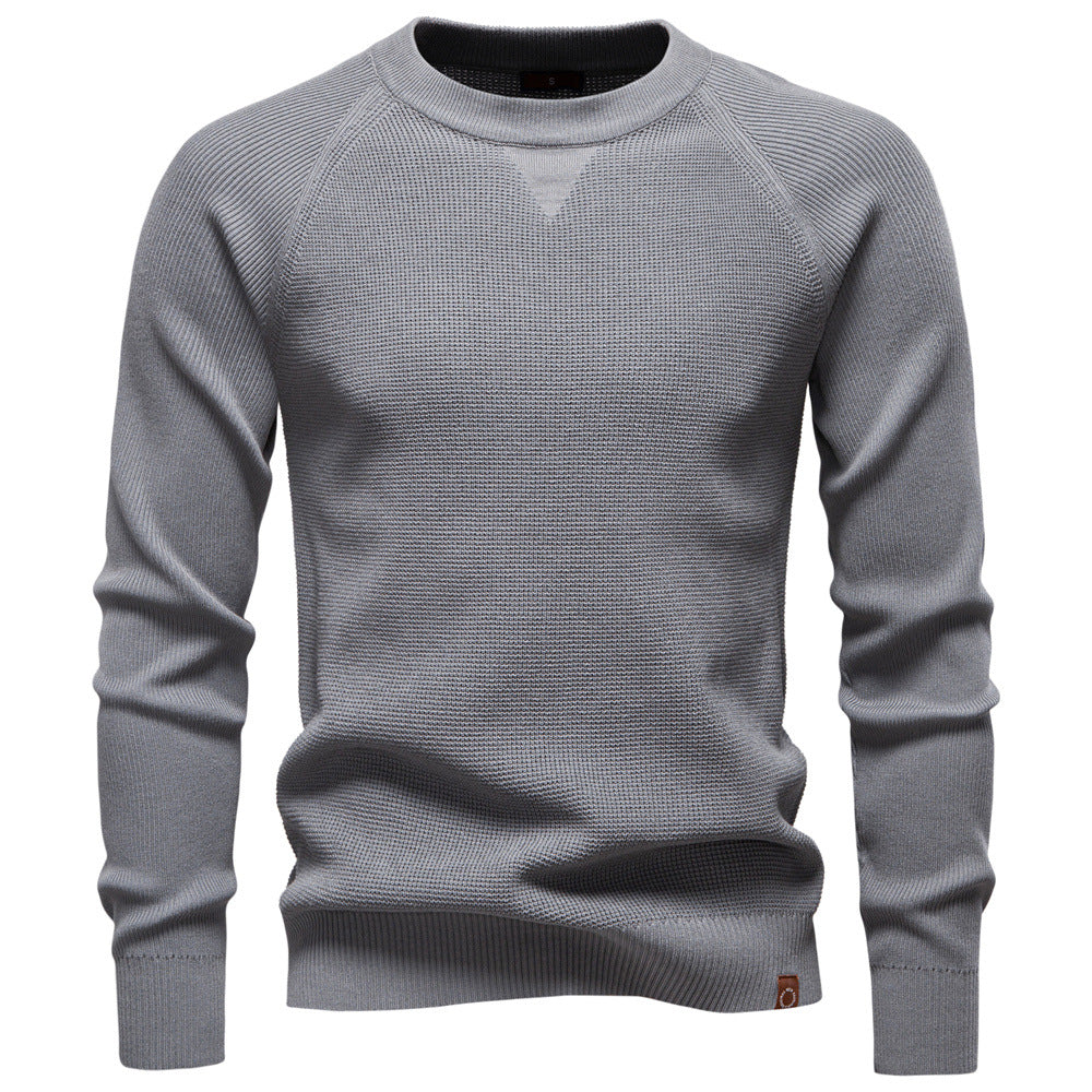 Textured men's waffle knit sweater, the Verona, offering effortless style and warmth.