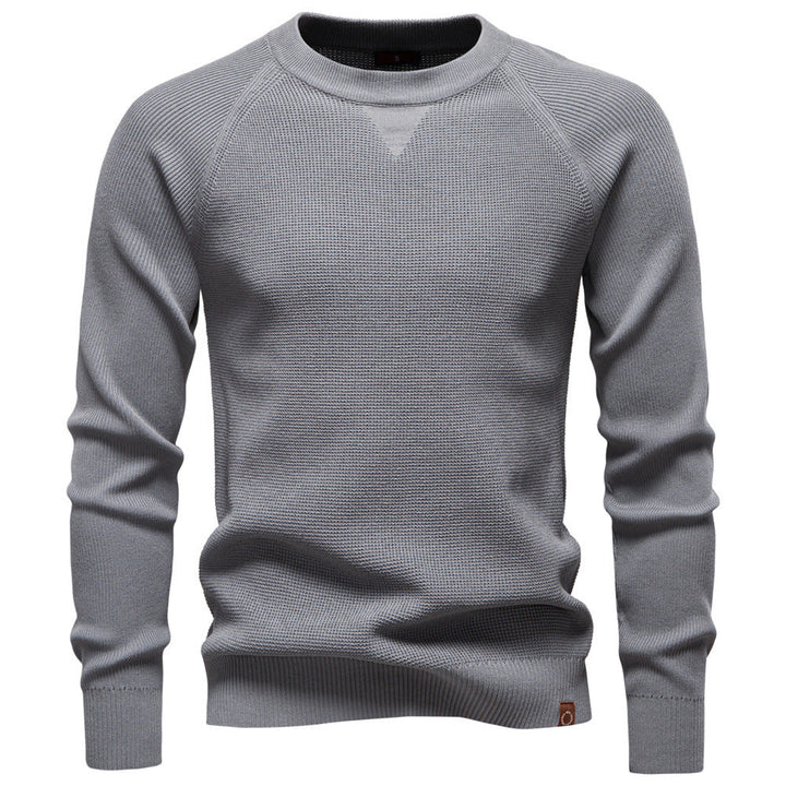 Textured men's waffle knit sweater, the Verona, offering effortless style and warmth.