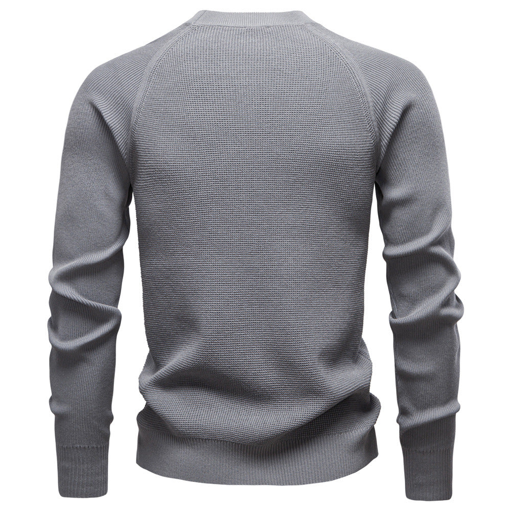 Men's Verona Waffle Knit Sweater in a rich burgundy, perfect for adding color to outfits.