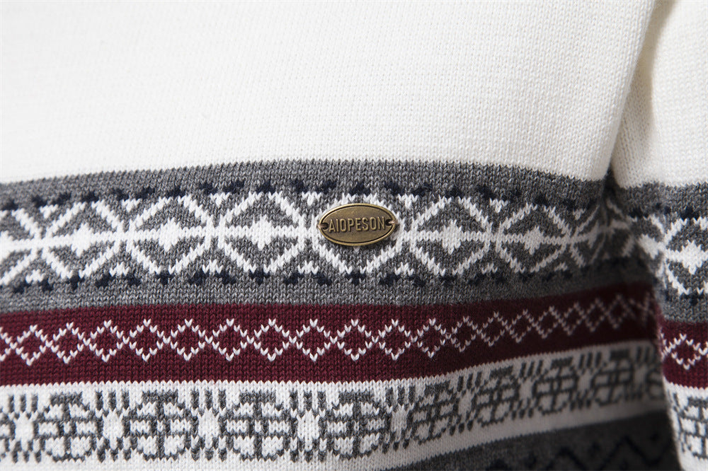 Men's Nordic knit half-zip pullover, Bergen collection, combining style and warmth.