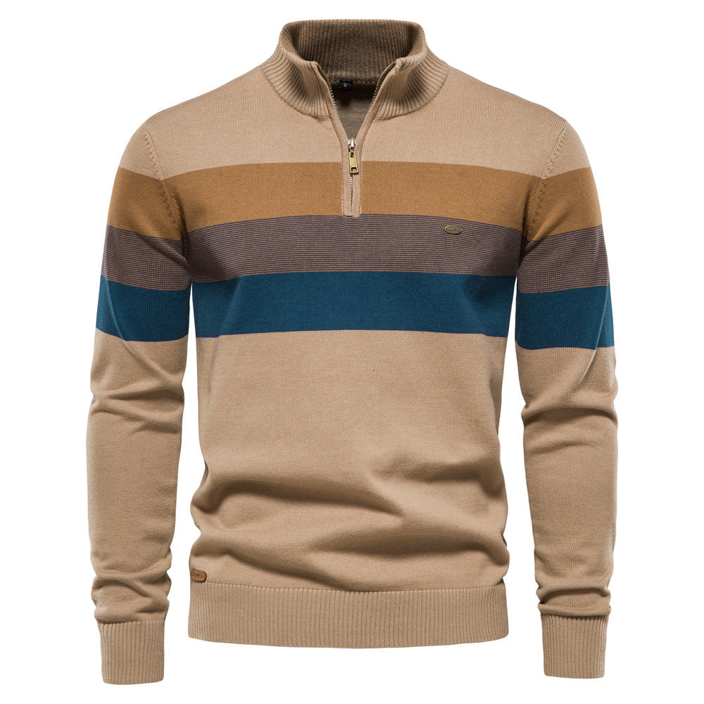 Navy blue colorblock men's half-zip, a stylish pullover for modern layering & comfort.
