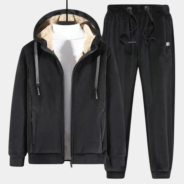 Comfortable unisex two-piece loungewear set. Warm cotton blend provides ultimate coziness for casual home wear.