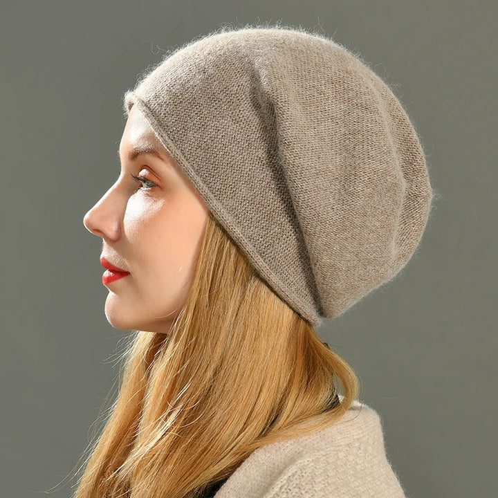 Women's stylish cozy slouch beanie. Perfect warm winter accessory for a comfortable, chic everyday look.