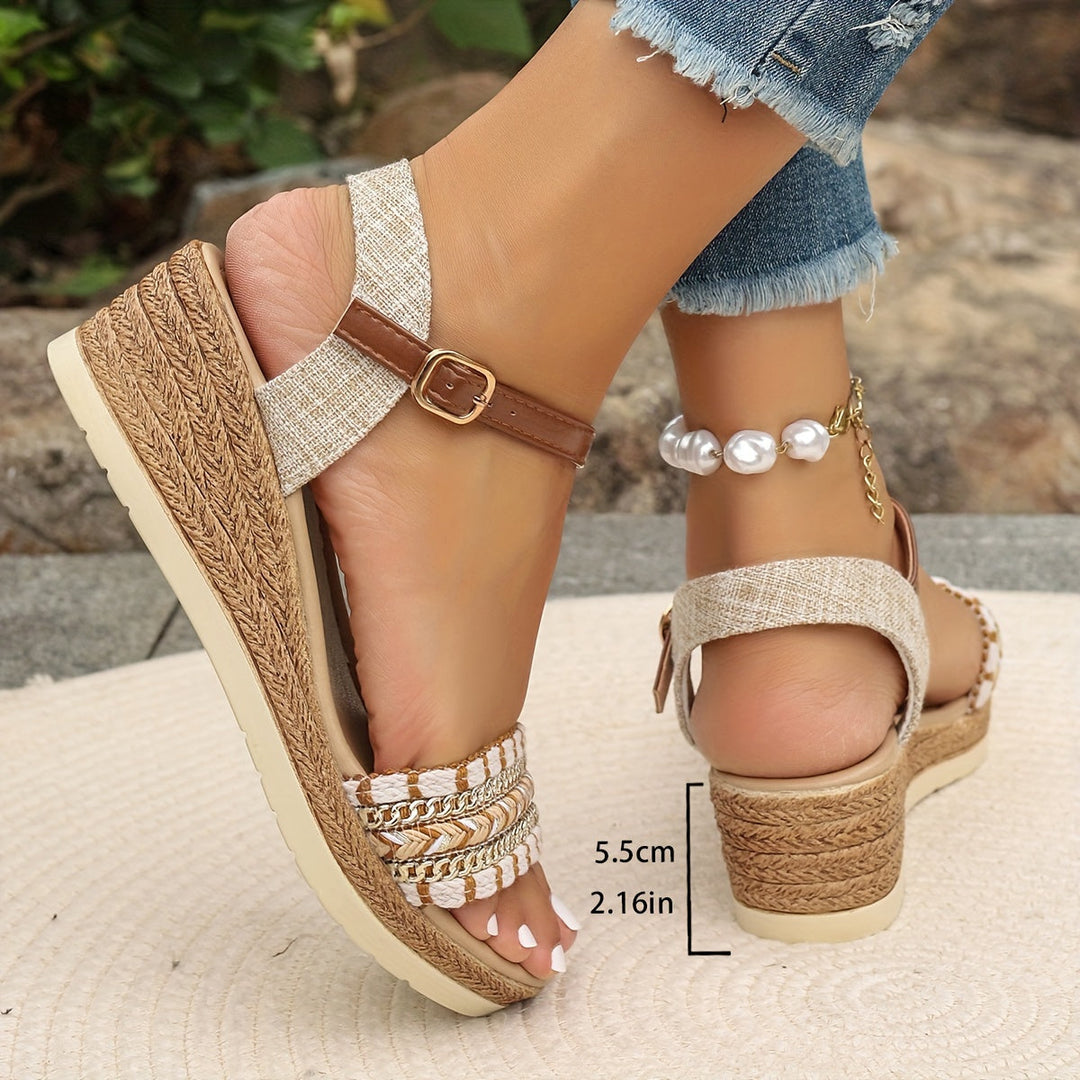 Durable women's platform wedge sandals offering orthopedic comfort, stable heel & a cushioned sole.