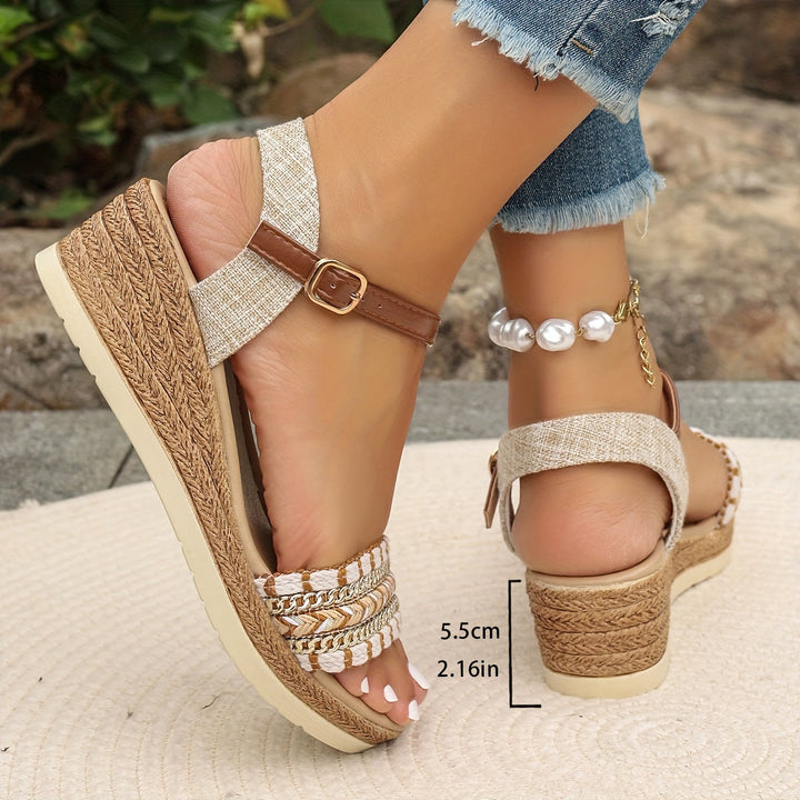Durable women's platform wedge sandals offering orthopedic comfort, stable heel & a cushioned sole.