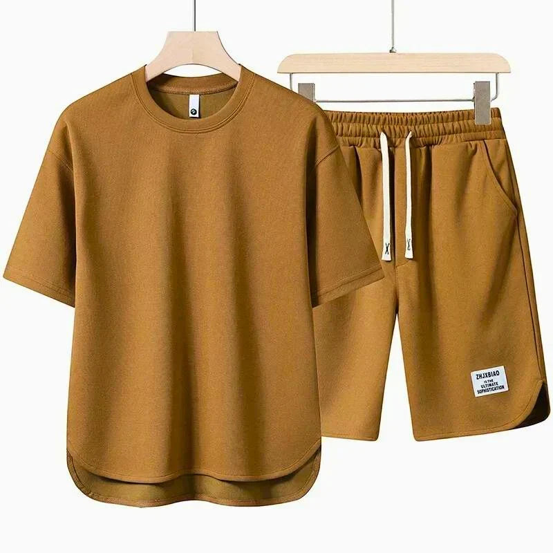 Unisex varsity oversized shorts set for casual summer comfort.