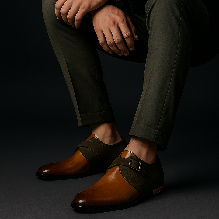 Elegant men's Bellagio black leather Derby shoes with sleek design, comfortable for professional attire.