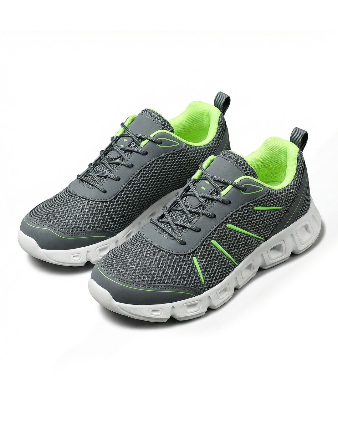 Unisex lightweight running shoes in gray, offering ultimate comfort & breathable support for athletic performance.