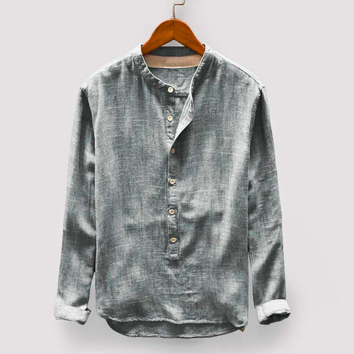 Elegant men's Japanese style top. A comfortable, versatile long-sleeve pullover for modern casual wear & menswear.