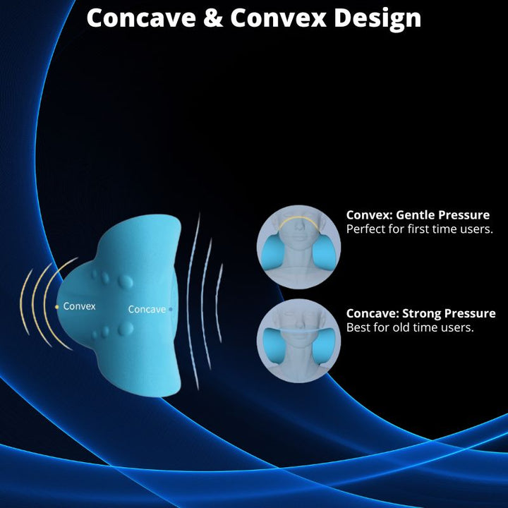 Chiropractic cervical neck stretcher pillow for pain relief, alignment & posture correction.