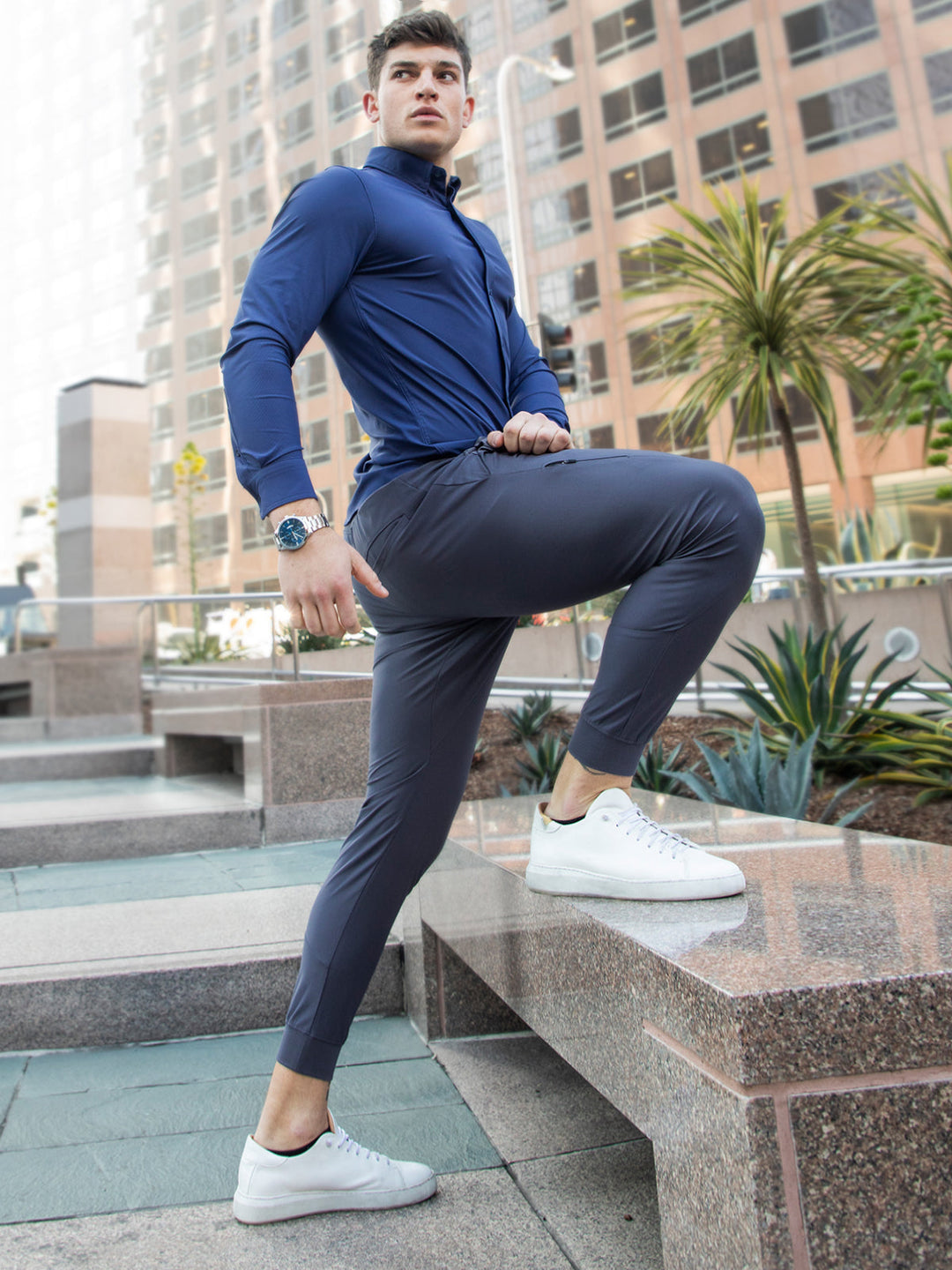 Men's performance joggers with secure pockets. Practical activewear for essentials.