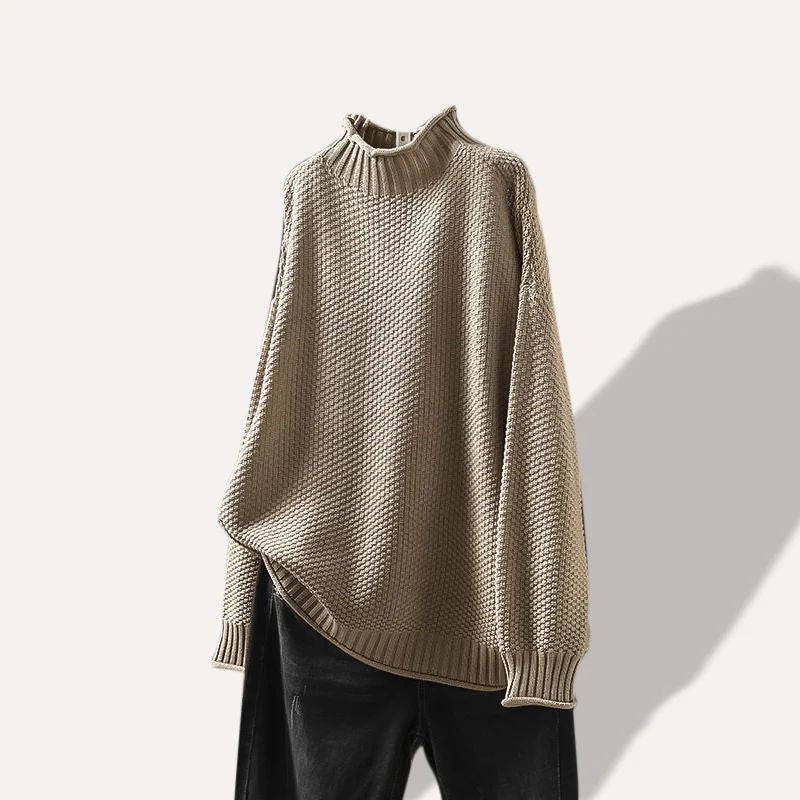 Cozy women's knit crewneck sweater offering ultimate comfort & warmth for cold days.