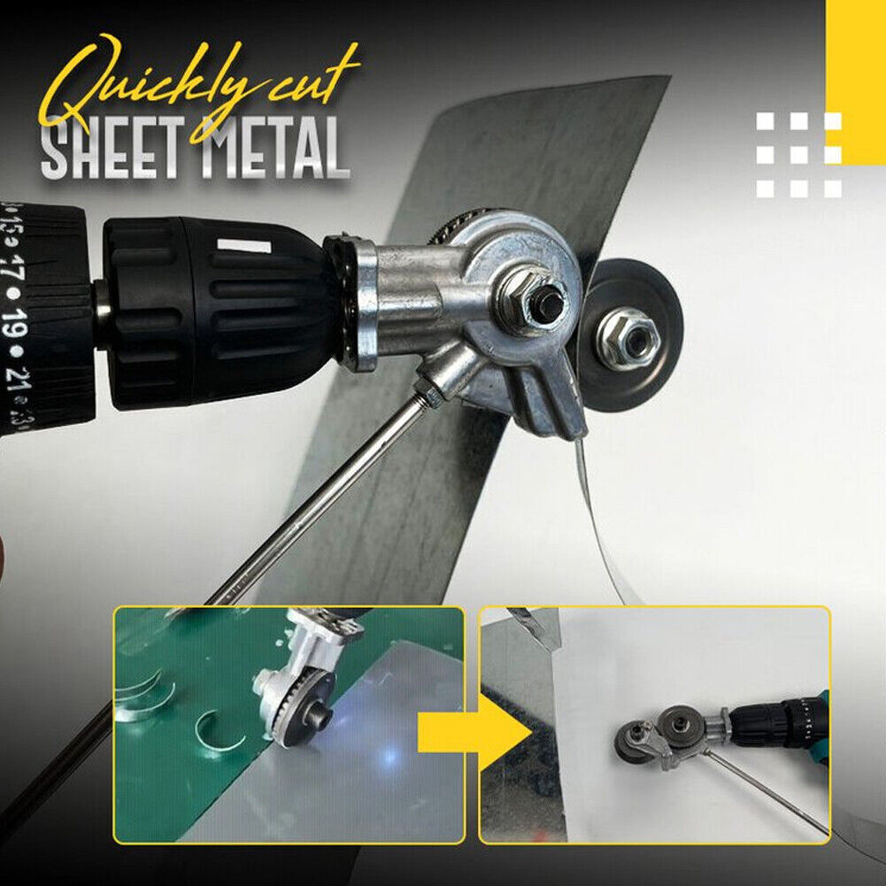Versatile power tool accessory for DIY metal fabrication. Easily cuts various sheet metal types with your drill.