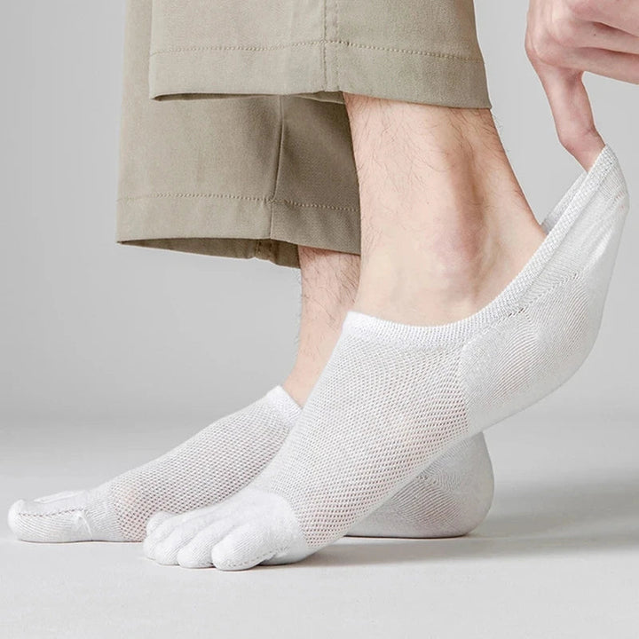 Multi-pack men's no-show toe socks. Breathable, comfortable everyday athletic & casual socks for foot health.