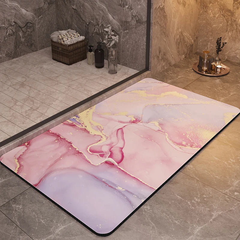 Modern marble bath mat: luxurious, quick-dry, super absorbent, and non-slip, enhancing your bathroom decor.