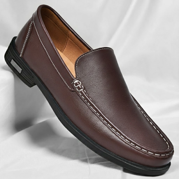 Men's stylish brown slip-on loafers, comfortable casual shoes with a classic design.