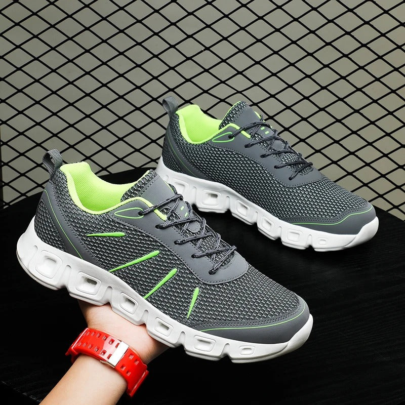 Blue unisex lightweight running sneakers, engineered for ultimate comfort, support, and breathable design for runners.