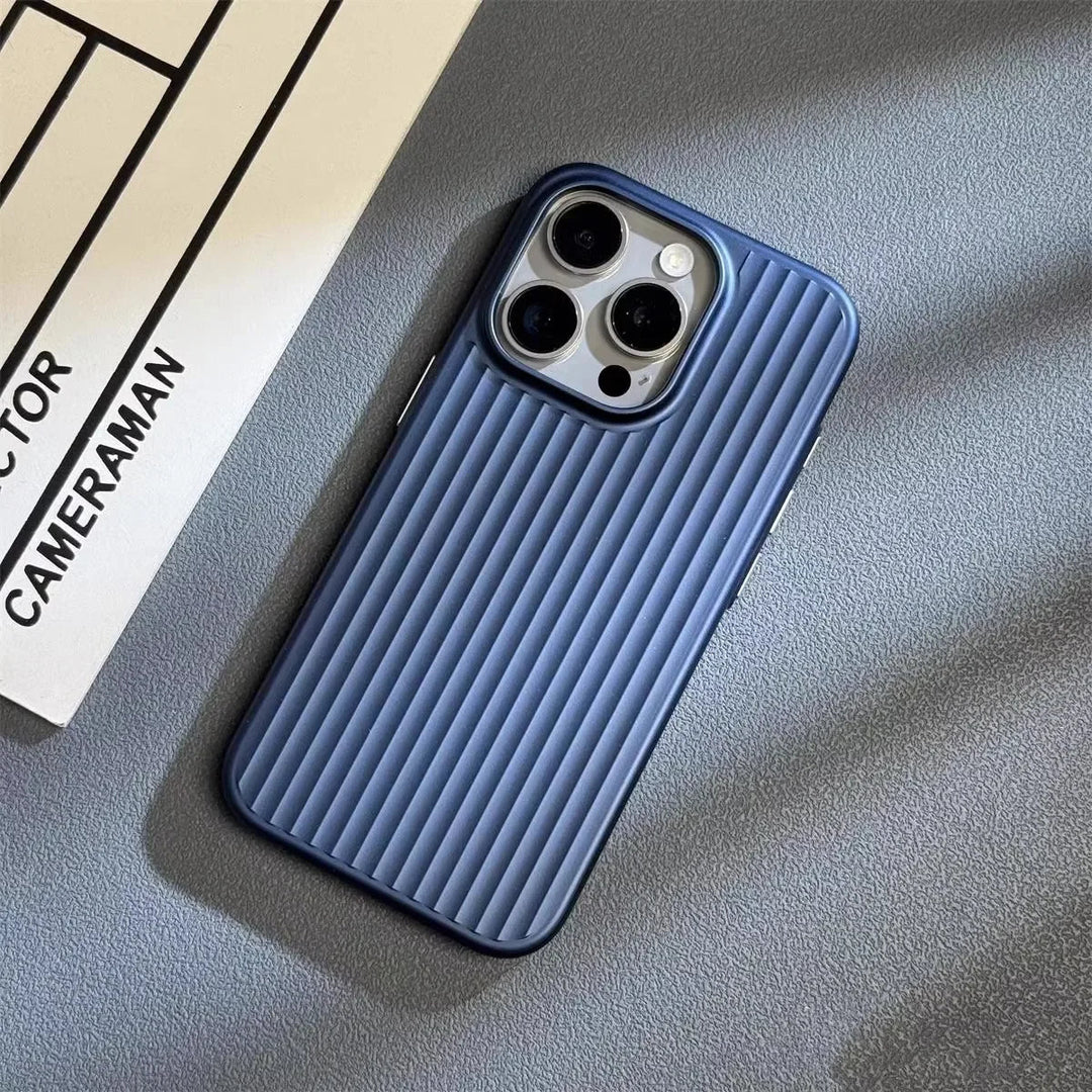 Men's Titanium Shield Pro iPhone case on a desk, a stylish & protective accessory ready for daily professional use.