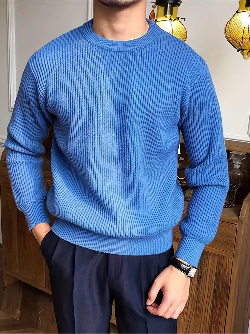 Stylish Men's Crew Neck Top, a comfortable everyday Milan pullover with long sleeves for men.