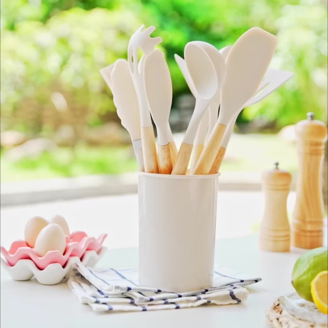 Complete 12-piece silicone cooking set, non-stick safe, heat resistant, perfect for baking & culinary tasks.