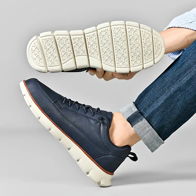 Athletic yet casual men's sneakers. Comfortable everyday wear footwear, ideal for versatile walking & style.