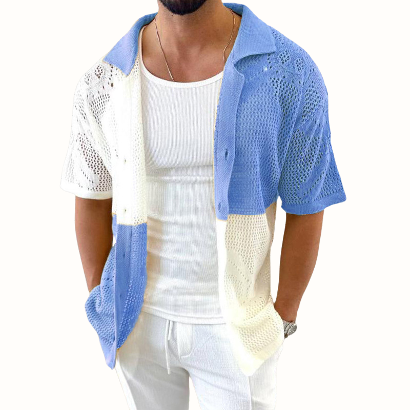 Men's Casa Milo breathable short sleeve top. Textured design & relaxed fit for stylish, cool summer menswear.