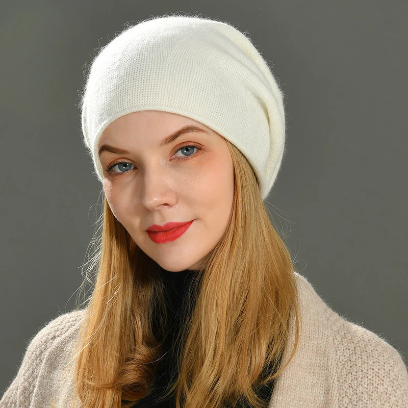 Soft women's slouch beanie, perfect for adding cozy warmth & style to your fall and winter outfits.