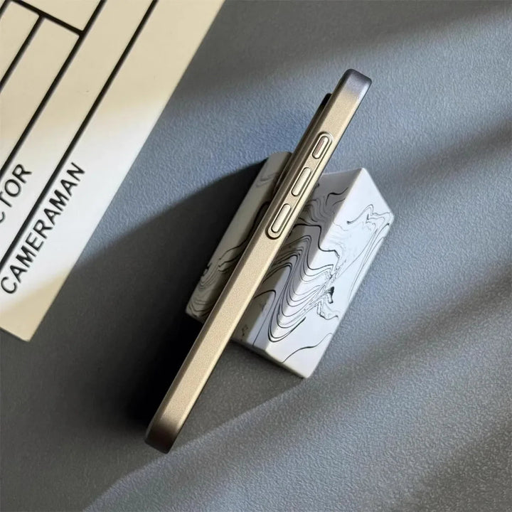 Back view of men's Titanium Shield Pro iPhone case, highlighting its sleek design & durable titanium material.