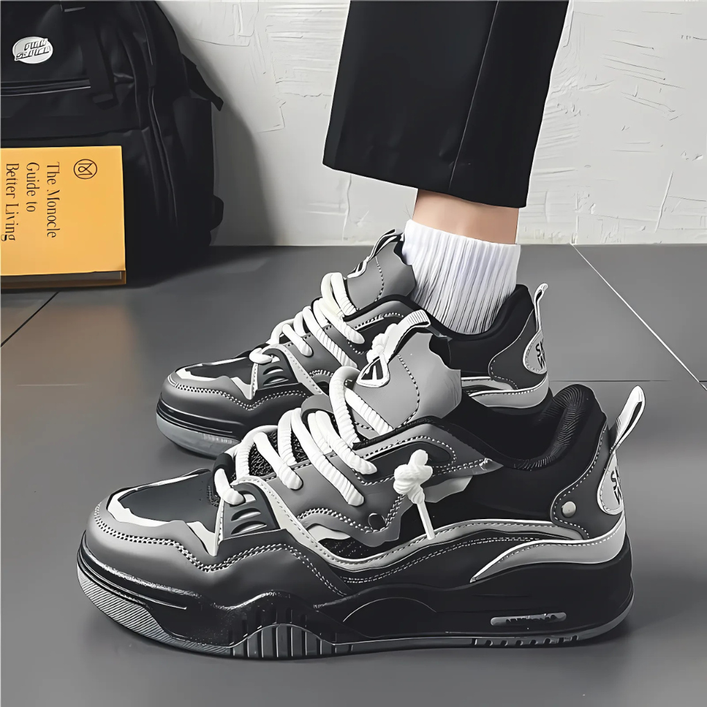 Men's outdoor sport sneakers for daily wear, comfortable athletic walking shoes with lace-up design, spring/autumn.