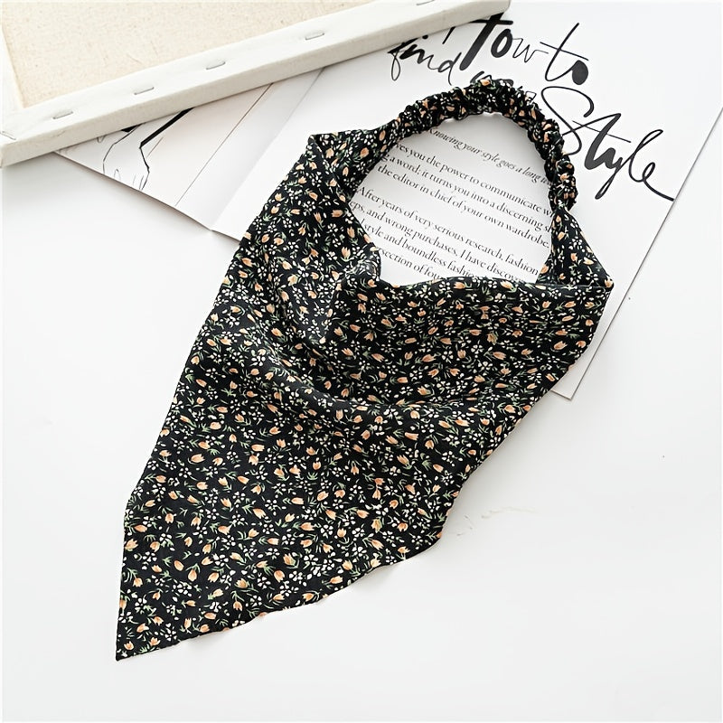 Fashionable women's floral head wrap, soft chiffon material, great for various hairstyles.