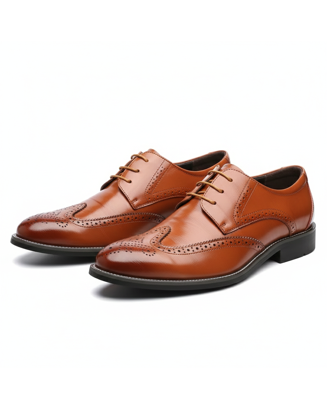 Classic men's black brogue oxford dress shoes for formal events & business attire.