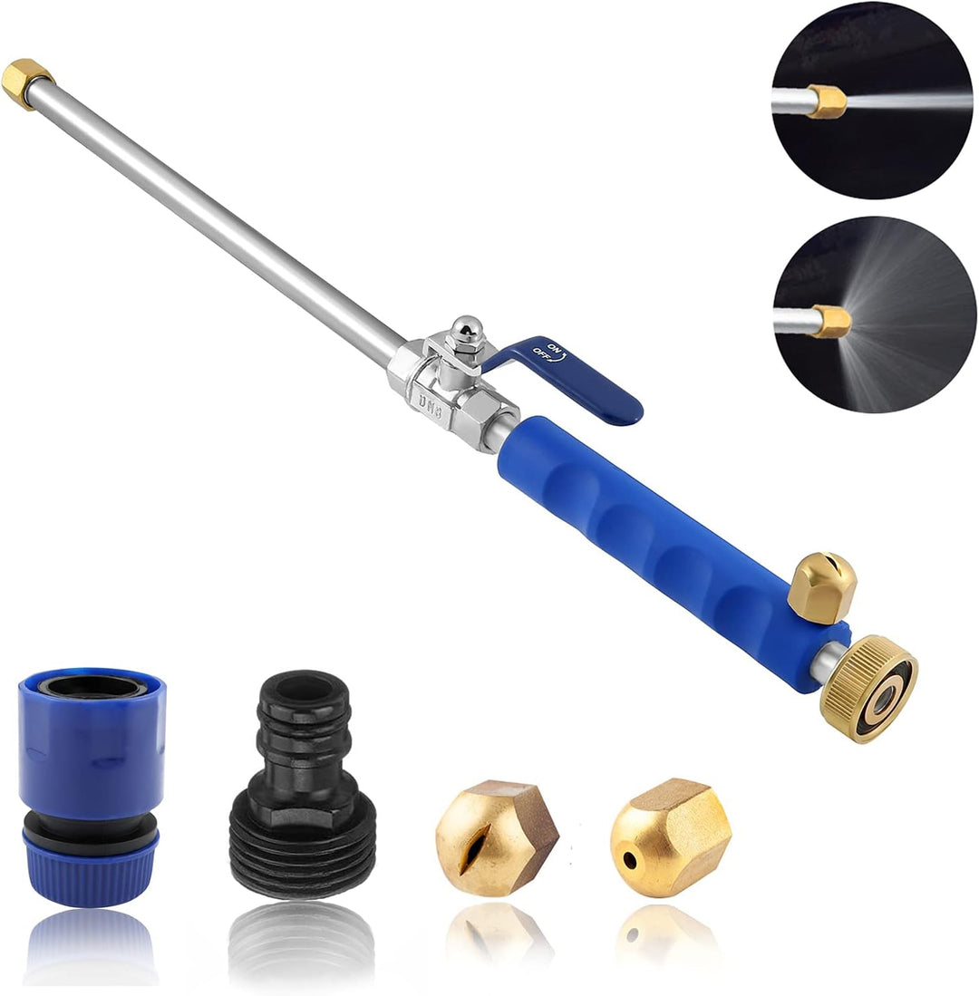 Premium high-pressure spray nozzle for garden hose, ideal for outdoor cleaning tasks & home maintenance.