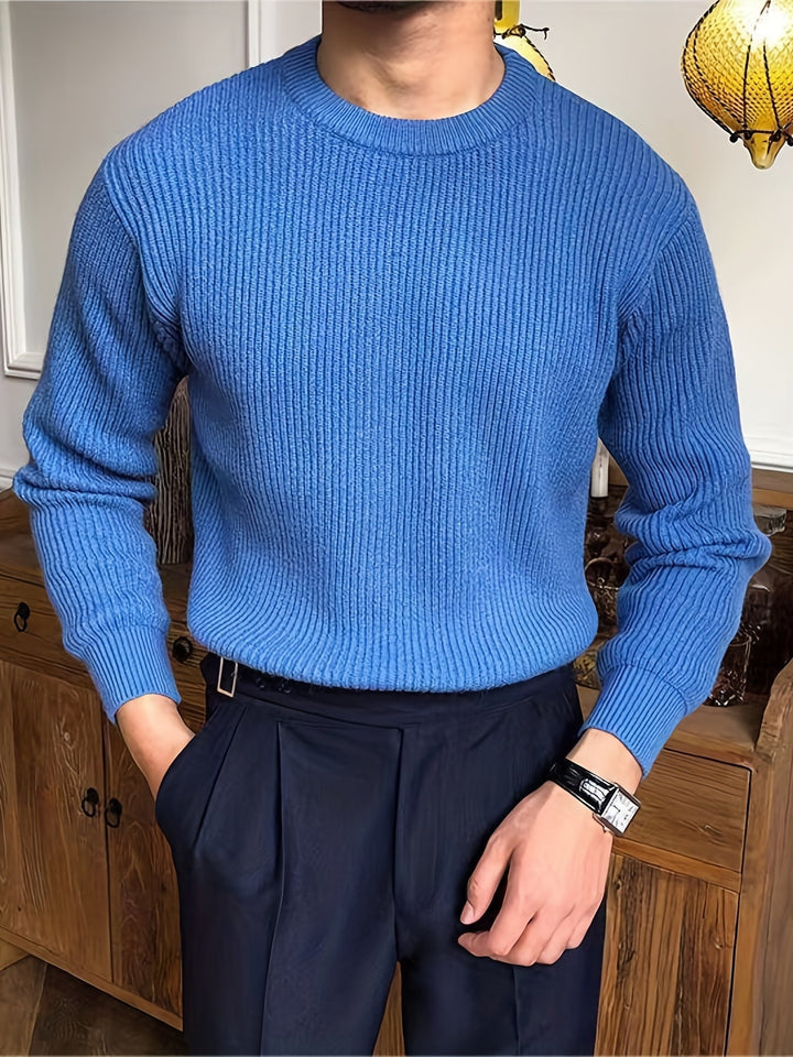 Classic Men's Milan Long Sleeve Top, a versatile crew neck pullover perfect for casual layering.