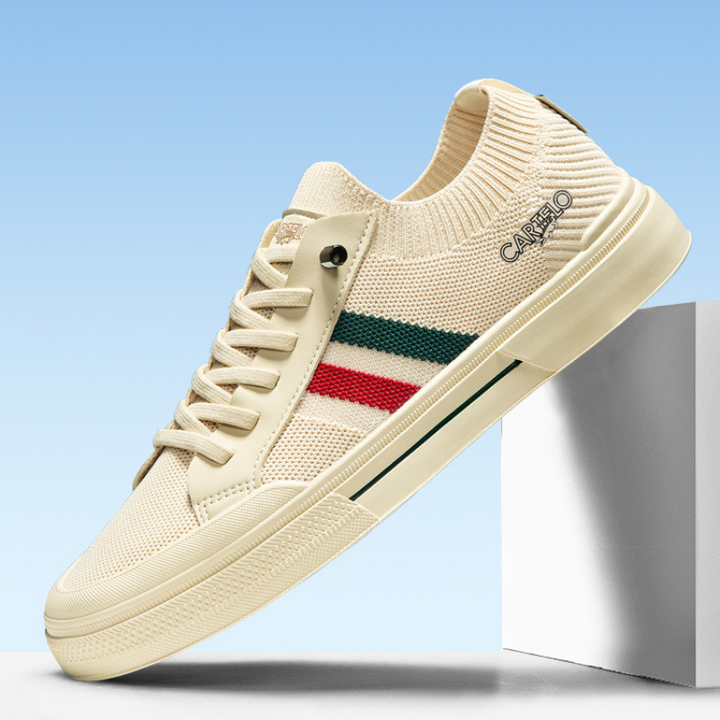 Top-down view of men's everyday sneakers, showcasing the sleek, lightweight design and comfort.