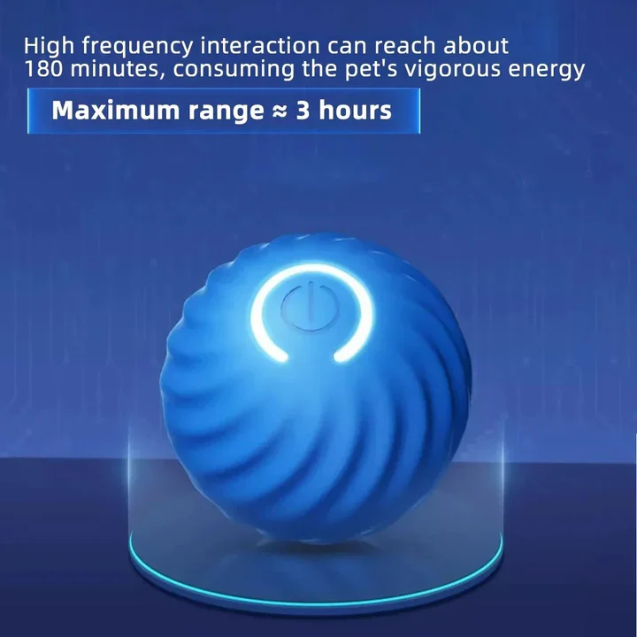 Smart automatic dog ball for active play, mental exercise, and anxiety reduction in pets.