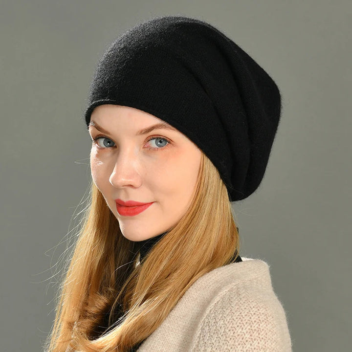 Chic women's slouch beanie, a cozy and fashionable headwear gift for winter comfort & style.