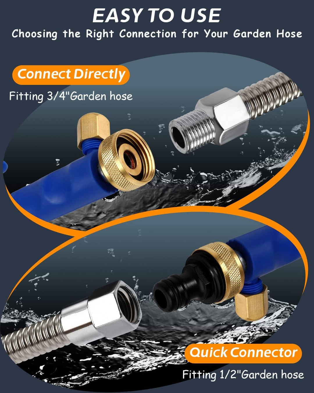 Durable high-pressure spray nozzle hose attachment, perfect for garden tool use & vehicle care.