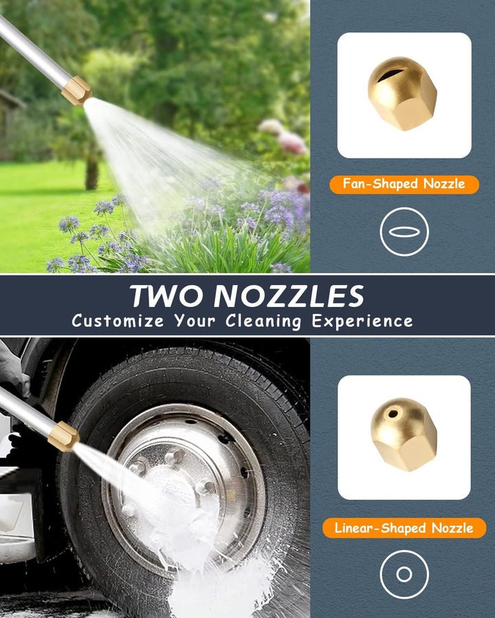 Efficient high-pressure spray nozzle for tough outdoor cleaning, ideal for car wash & garden tasks.