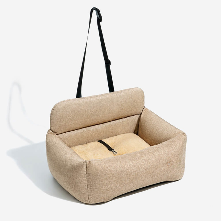 Premium dog car travel bed for back seat. Ensures pet safety & comfort for medium to large breeds.