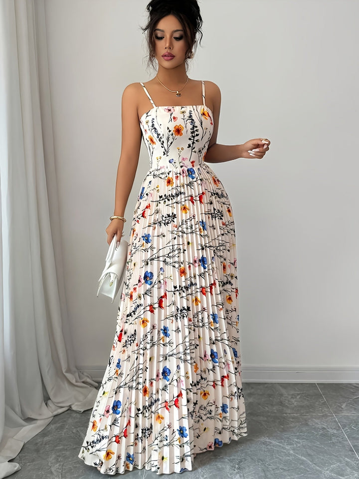 Women's elegant floral maxi dress for summer vacations. A chic, flowy design perfect for resort wear.