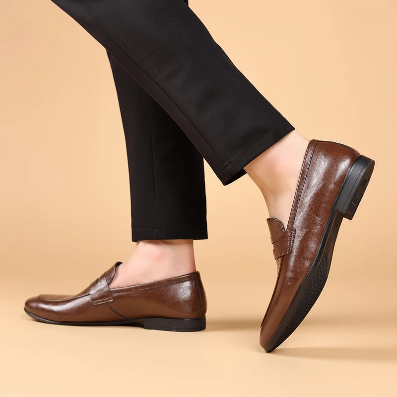 Men's Verona stylish black slip-on loafers, excellent for formal and office wear.